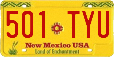 NM license plate 501TYU