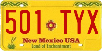 NM license plate 501TYX
