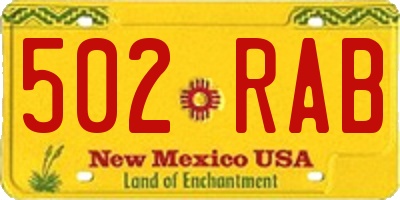 NM license plate 502RAB