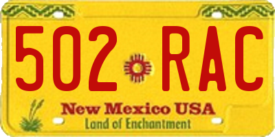 NM license plate 502RAC