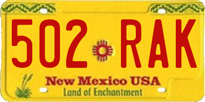 NM license plate 502RAK