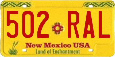 NM license plate 502RAL
