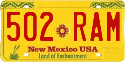NM license plate 502RAM