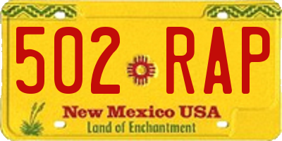 NM license plate 502RAP