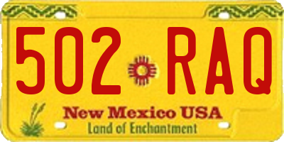 NM license plate 502RAQ