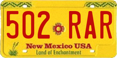 NM license plate 502RAR