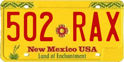 NM license plate 502RAX