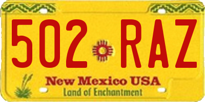 NM license plate 502RAZ