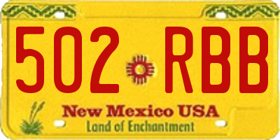 NM license plate 502RBB