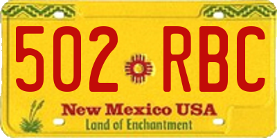 NM license plate 502RBC