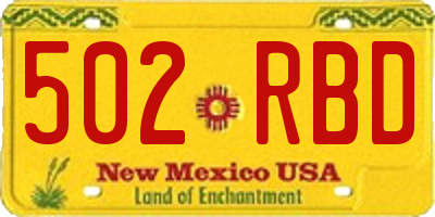 NM license plate 502RBD