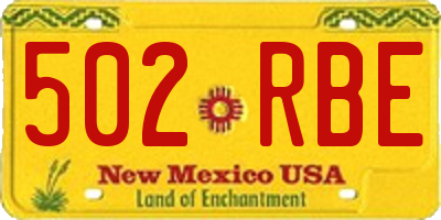 NM license plate 502RBE