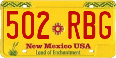 NM license plate 502RBG