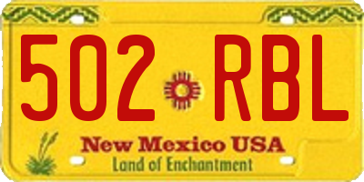NM license plate 502RBL