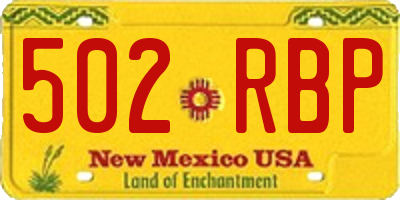 NM license plate 502RBP