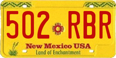 NM license plate 502RBR