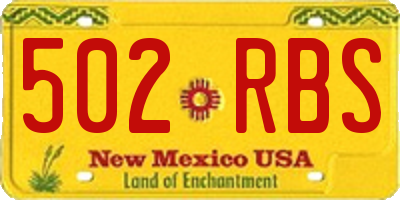 NM license plate 502RBS