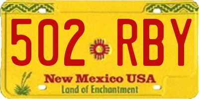 NM license plate 502RBY