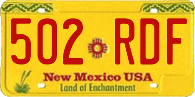 NM license plate 502RDF