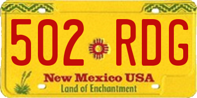 NM license plate 502RDG