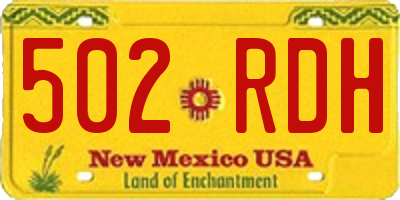 NM license plate 502RDH