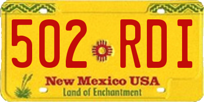 NM license plate 502RDI
