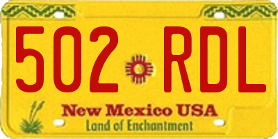 NM license plate 502RDL