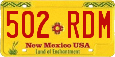 NM license plate 502RDM