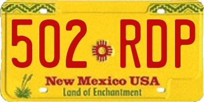NM license plate 502RDP