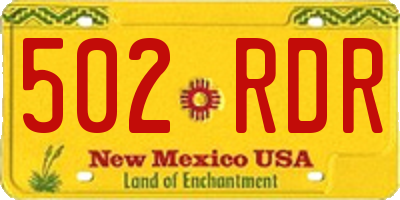 NM license plate 502RDR