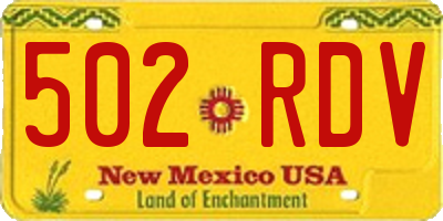 NM license plate 502RDV