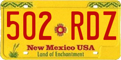 NM license plate 502RDZ