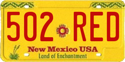 NM license plate 502RED