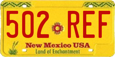 NM license plate 502REF
