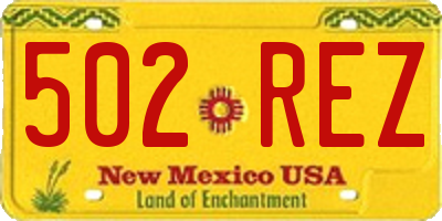 NM license plate 502REZ