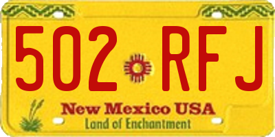 NM license plate 502RFJ