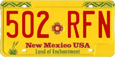 NM license plate 502RFN