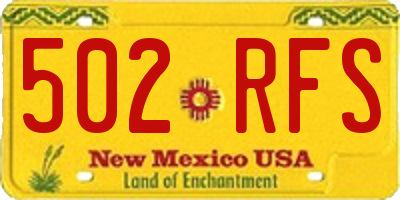 NM license plate 502RFS