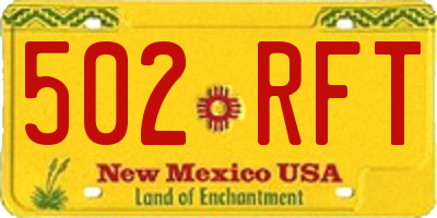 NM license plate 502RFT