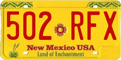 NM license plate 502RFX