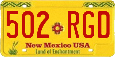 NM license plate 502RGD