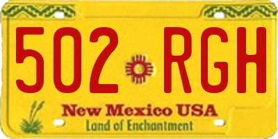 NM license plate 502RGH