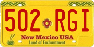 NM license plate 502RGI