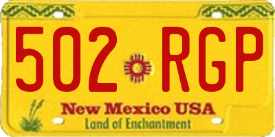 NM license plate 502RGP