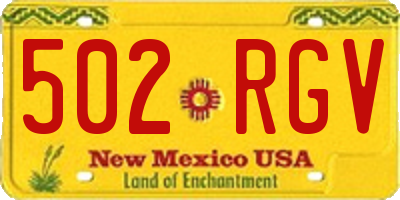 NM license plate 502RGV