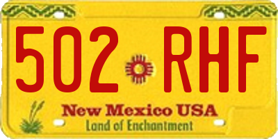 NM license plate 502RHF
