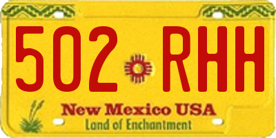 NM license plate 502RHH