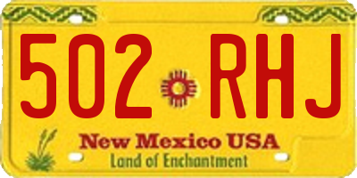 NM license plate 502RHJ