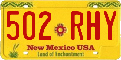 NM license plate 502RHY