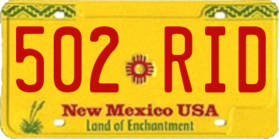 NM license plate 502RID